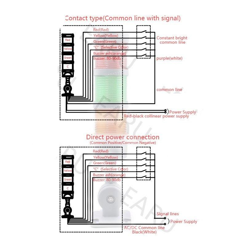 60mm Industrial Multi-layer LED Signal Tower Stack Warn Alarm Caution Lamp Light Indicator Machinery Buzzer Flashing Bendable.