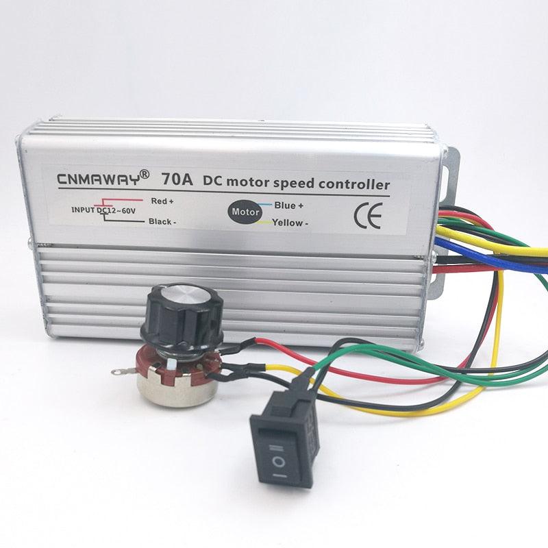 70A DC motor Speed Controller 12V-60V Reversible PWM Control Forward Reverse Switch.