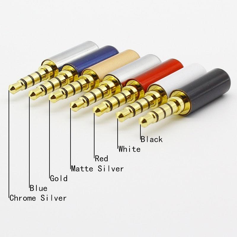 7pcs Copper Gold Plated 1/8&quot; 3.5mm Male Mini Jack Plug soldering 4 pole plug Repair Headphone Cable Solder.