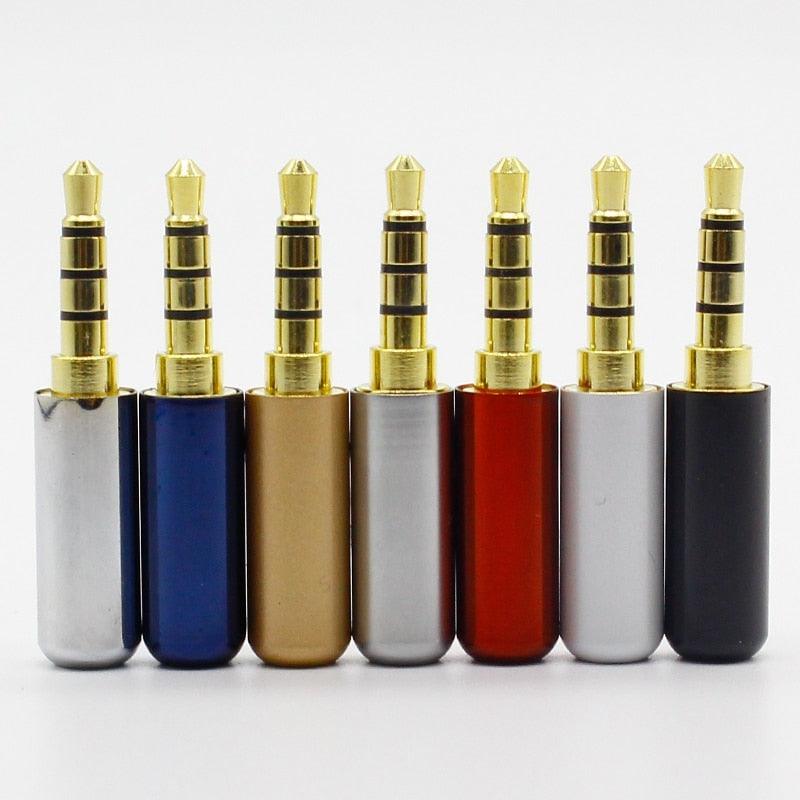 7pcs Copper Gold Plated 1/8&quot; 3.5mm Male Mini Jack Plug soldering 4 pole plug Repair Headphone Cable Solder.