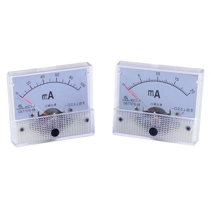 85C1-mA DC Pointer Analog Ammeter Panel| 1mA up to 500mA.