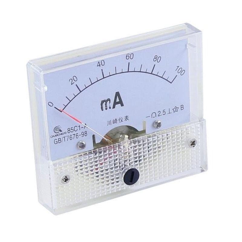 85C1-mA DC Pointer Analog Ammeter Panel| 1mA up to 500mA.