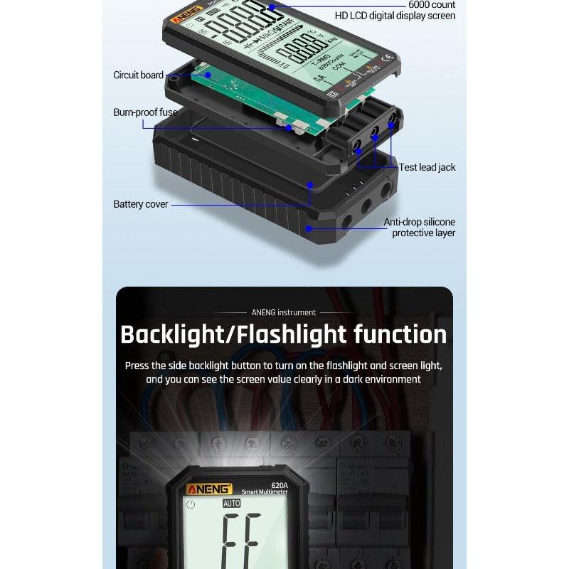 ANENG- 620A Digital Multimeter Transistor Testers| Red/Black Optional.