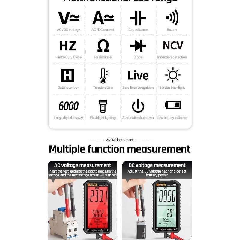 ANENG- 620A Digital Multimeter Transistor Testers| Red/Black Optional.