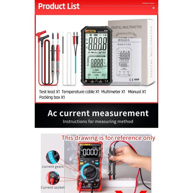 ANENG- 620A Digital Multimeter Transistor Testers| Red/Black Optional.