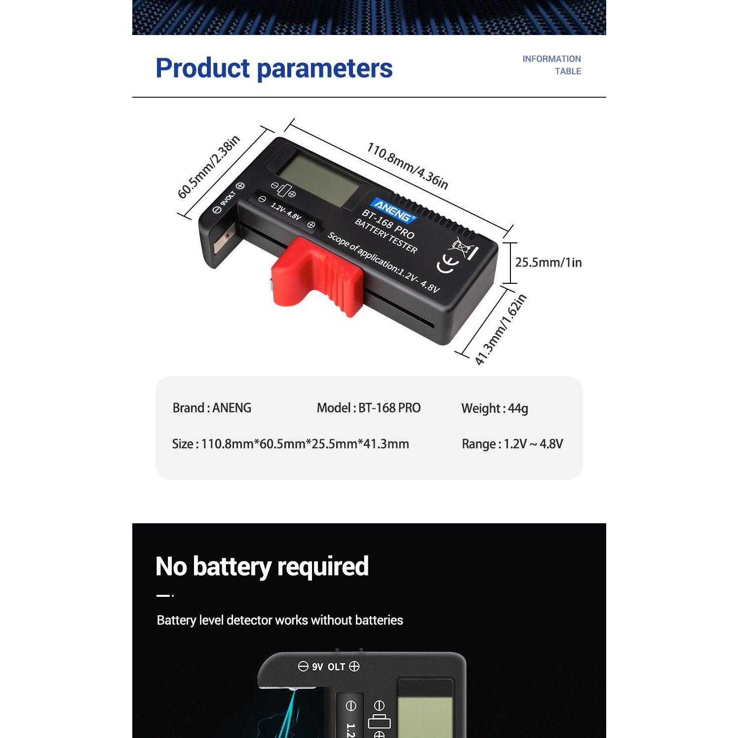 ANENG- AN-168 POR Digital Lithium Battery Capacity Tester Universal test.