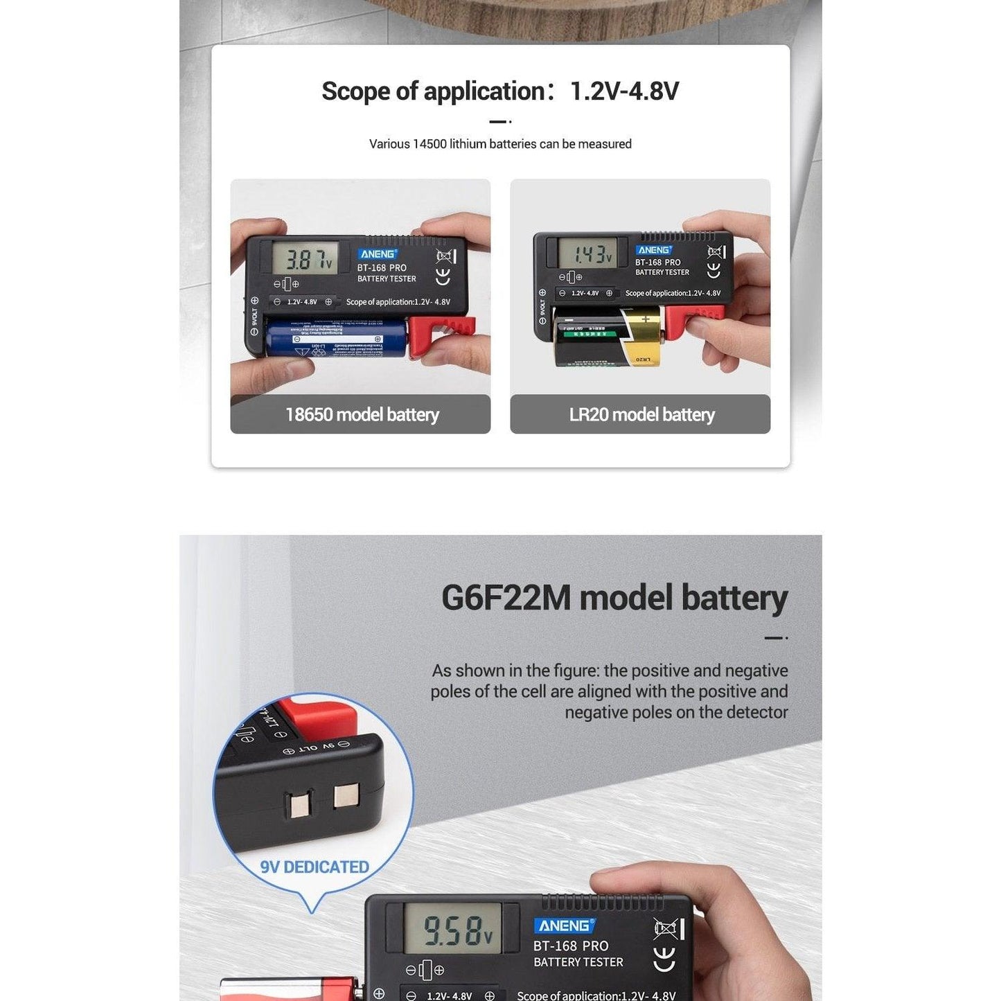 ANENG- AN-168 POR Digital Lithium Battery Capacity Tester Universal test.