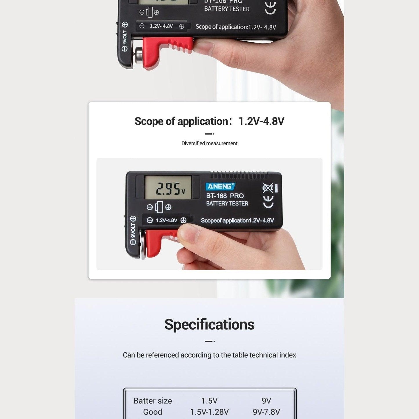 ANENG- AN-168 POR Digital Lithium Battery Capacity Tester Universal test.