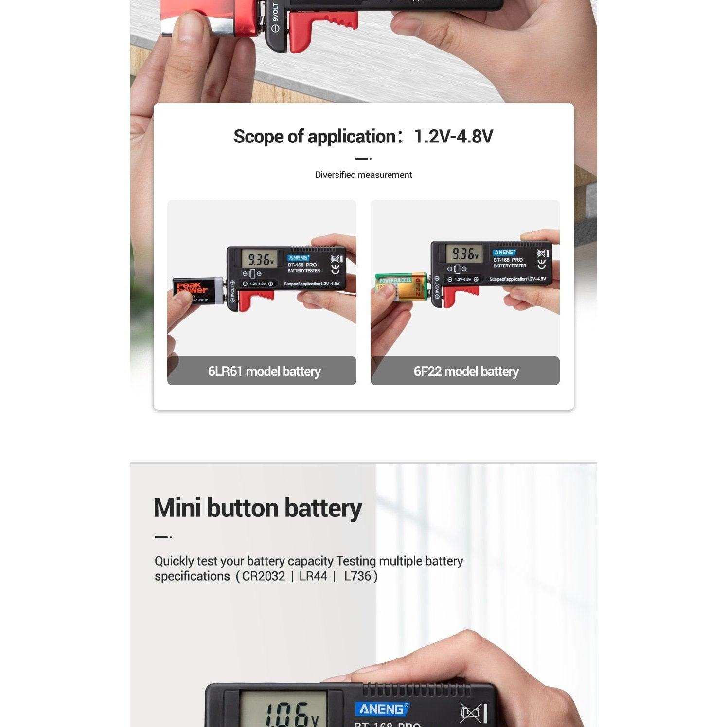 ANENG- AN-168 POR Digital Lithium Battery Capacity Tester Universal test.