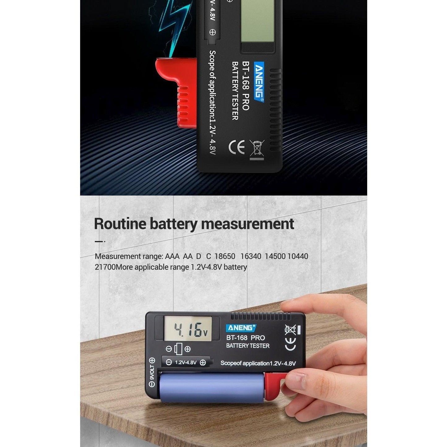 ANENG- AN-168 POR Digital Lithium Battery Capacity Tester Universal test.