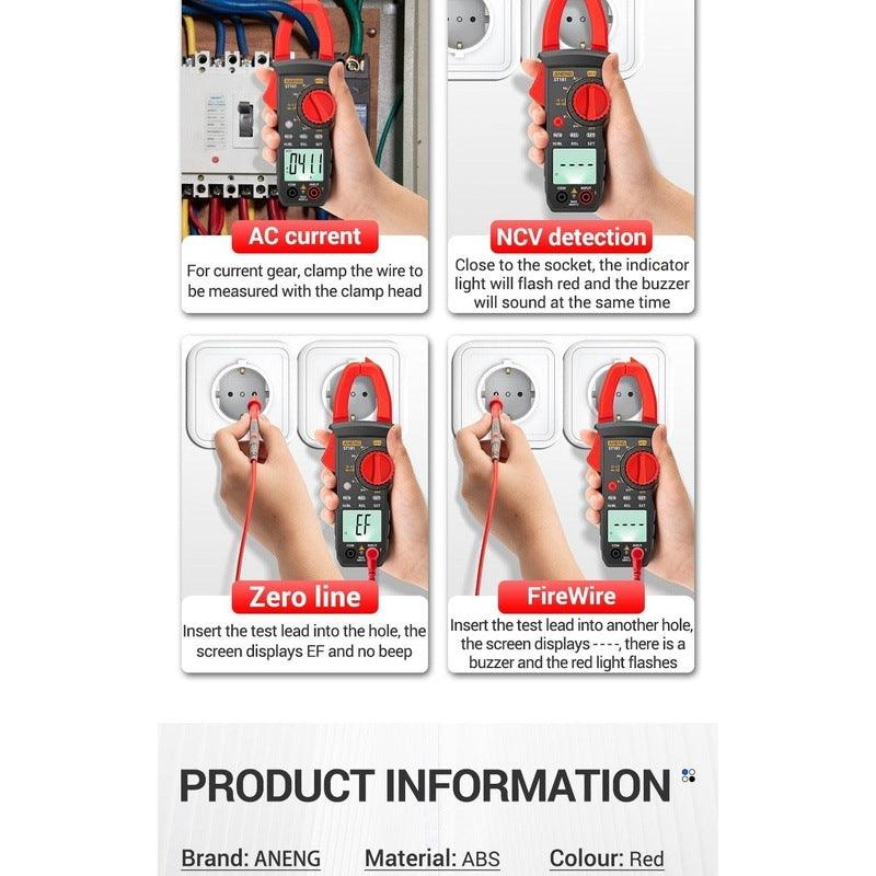 ANENG- ST181 Clamp Meter| DC/AC Current 4000 Counts  Ohm Test.