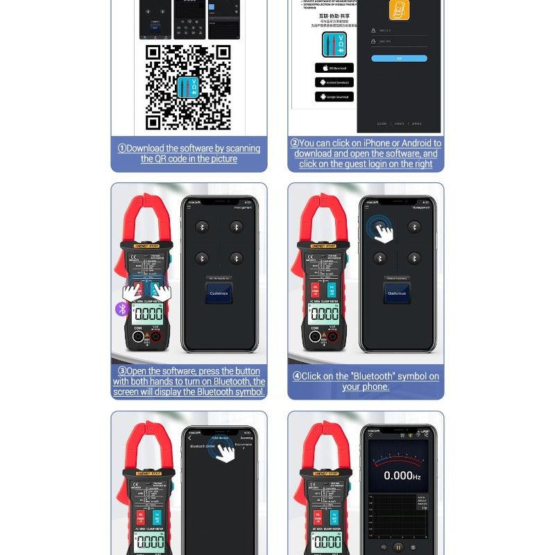 ANENG- ST207 Digital Bluetooth Multimeter Clamp Meter| AC Current Hz Capacitance Ohm.