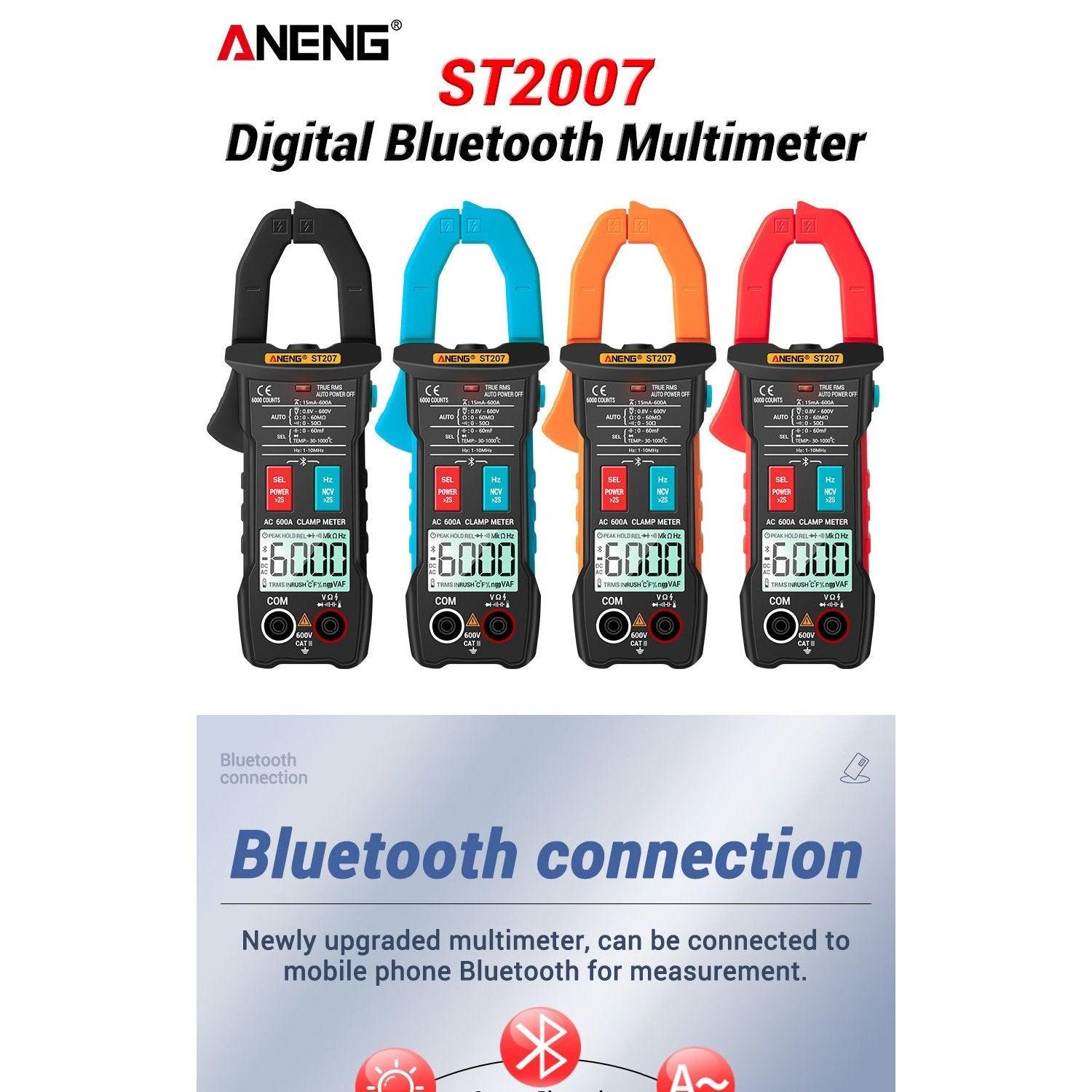 ANENG- ST207 Digital Bluetooth Multimeter Clamp Meter| AC Current Hz Capacitance Ohm.