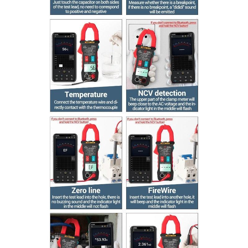 ANENG- ST207 Digital Bluetooth Multimeter Clamp Meter| AC Current Hz Capacitance Ohm.