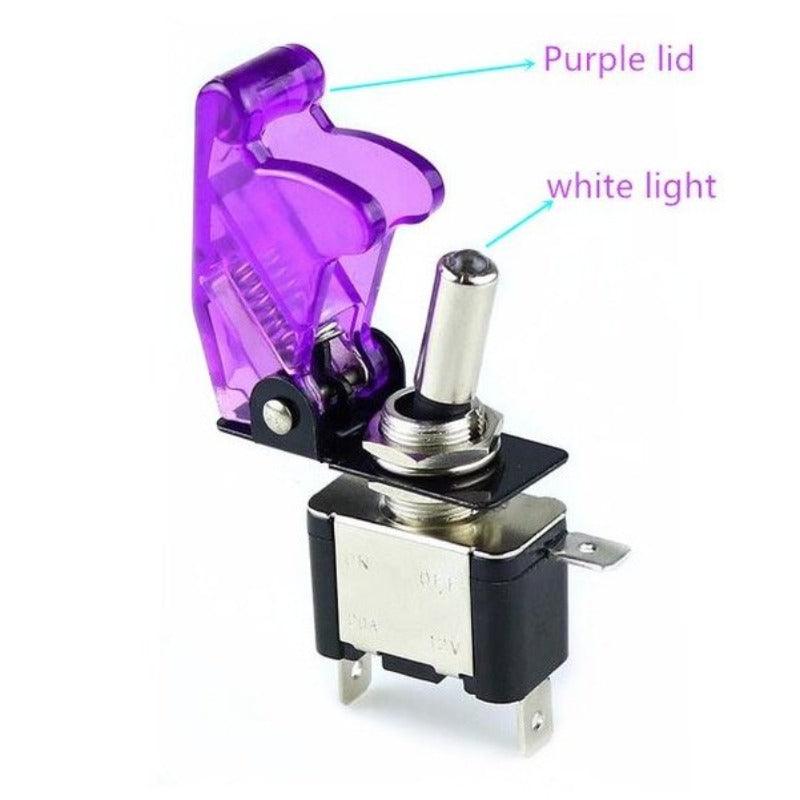 Auto Car Boat Truck Illuminated Led Toggle Switch| With Safety Aircraft Flip Up Cover Guard  12V20A transparent.