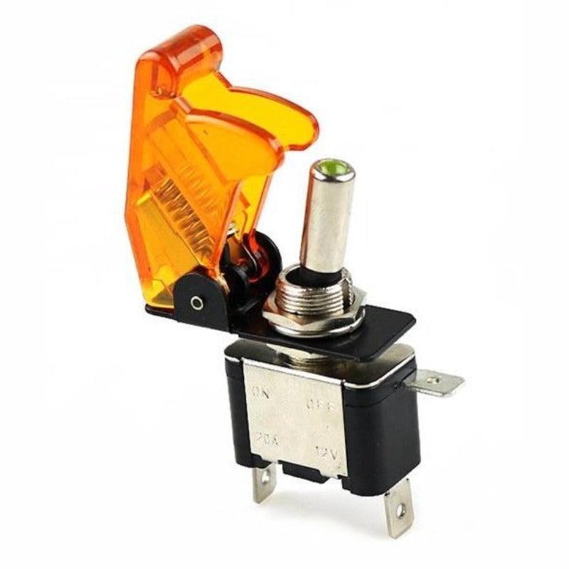 Auto Car Boat Truck Illuminated Led Toggle Switch| With Safety Aircraft Flip Up Cover Guard  12V20A transparent.