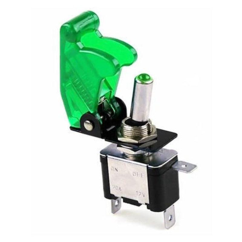 Auto Car Boat Truck Illuminated Led Toggle Switch| With Safety Aircraft Flip Up Cover Guard  12V20A transparent.