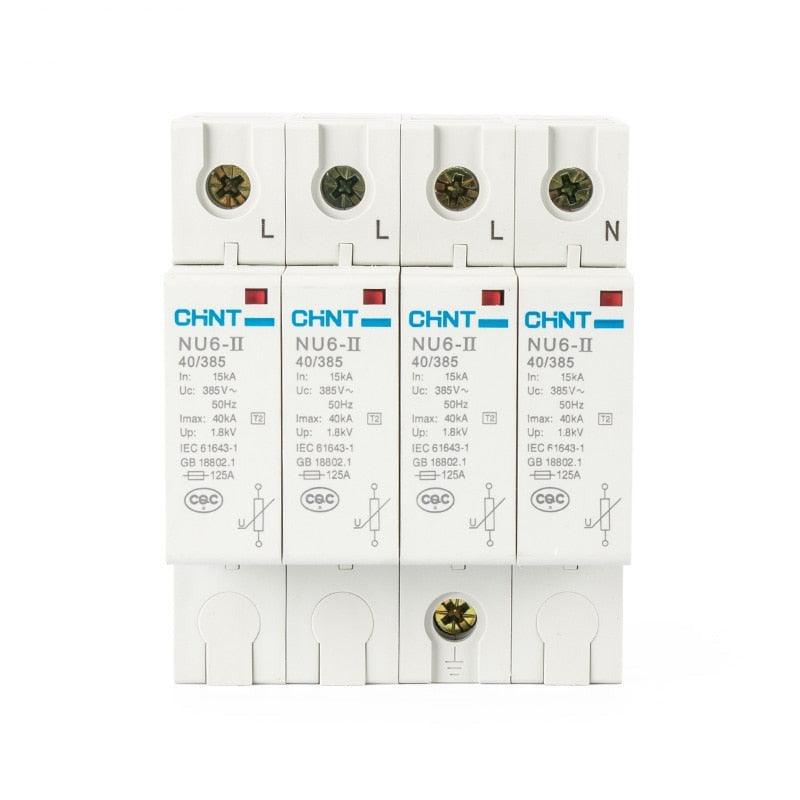 CHNT CHINT Surge Protective Device 1P 2P 3P 4P 15kA 40KA 65KA 100KA NU6-II 40/385 Surge Arrester Protect electric system 385V AC.