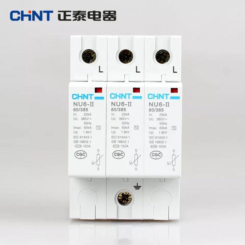 CHNT CHINT Surge Protective Device 1P 2P 3P 4P 15kA 40KA 65KA 100KA NU6-II 40/385 Surge Arrester Protect electric system 385V AC.