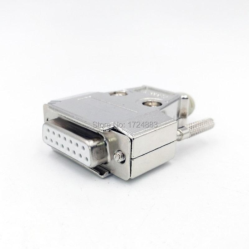 DB15 2 row Metal connector D Sub plug gold plated brass contactor 15 pin hole port socket female Male adapter.