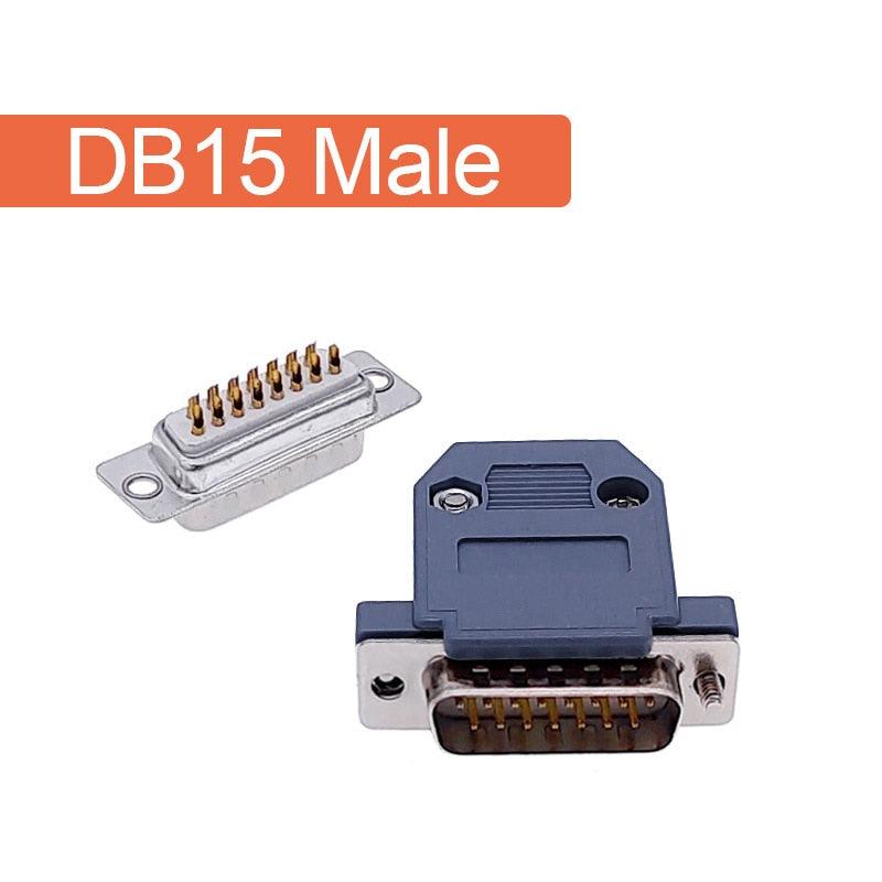 DB15 connector 2 row hole/pin female Male plug port socket adapter D Sub DP15 +shell.