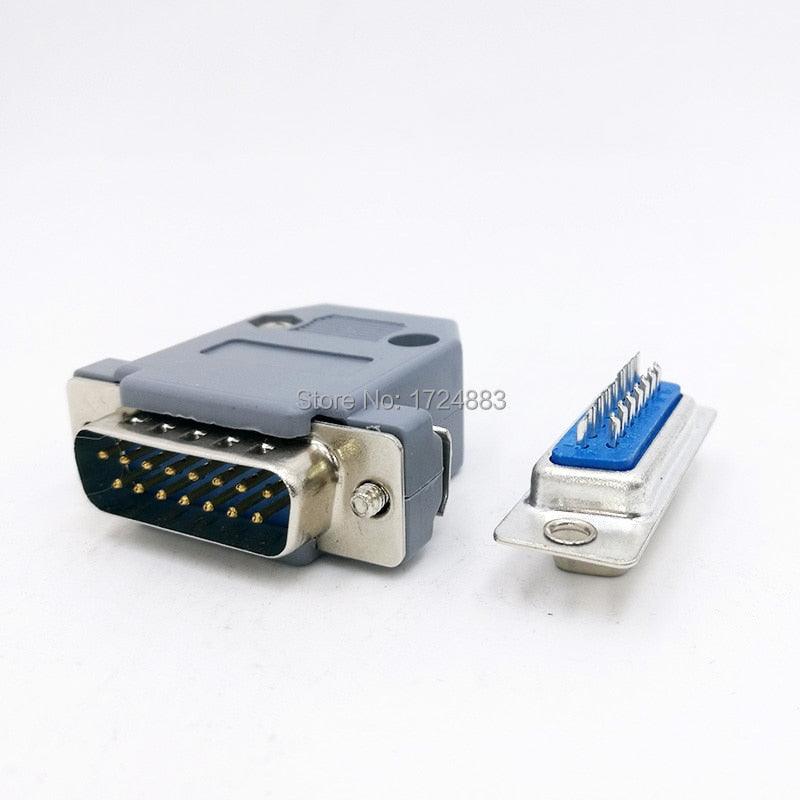 DB15 connector 2 row hole/pin female Male plug port socket adapter D Sub DP15 +shell.