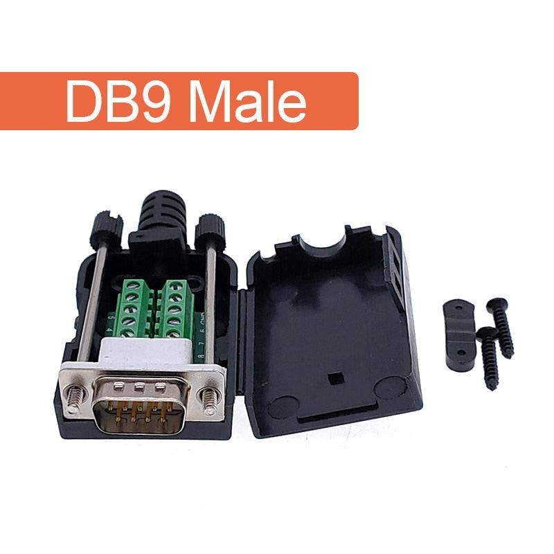 DB9 serial COM RS232 transfer-free Male Female Signals terminals connector D sub 9Pin hole.