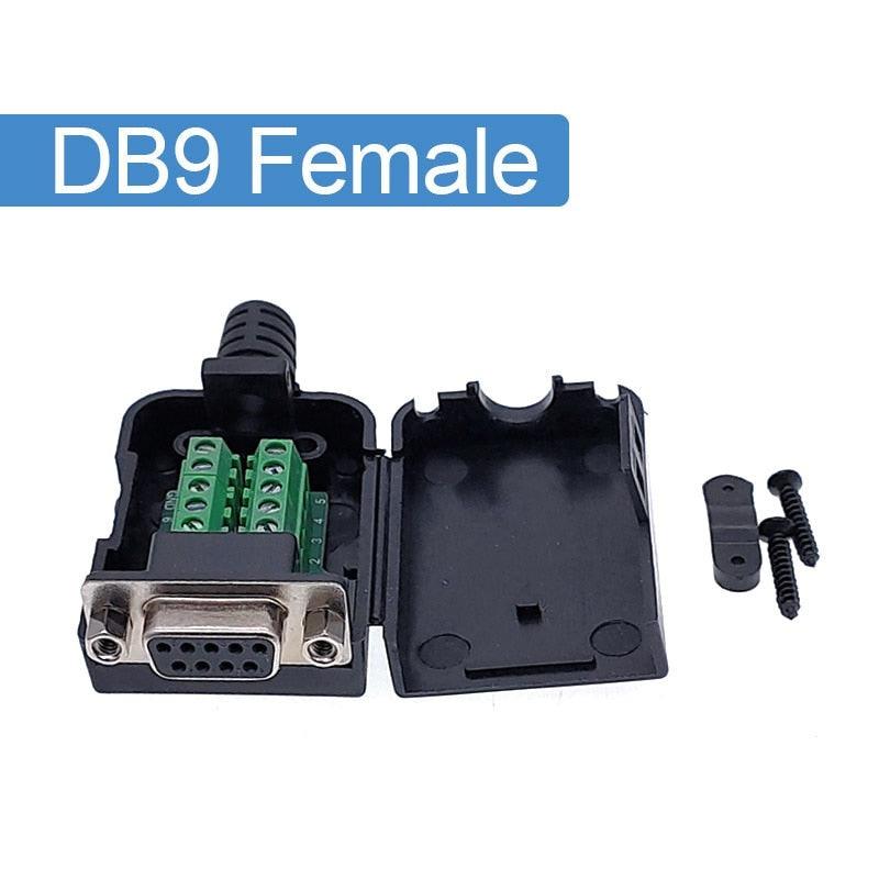 DB9 serial COM RS232 transfer-free Male Female Signals terminals connector D sub 9Pin hole.