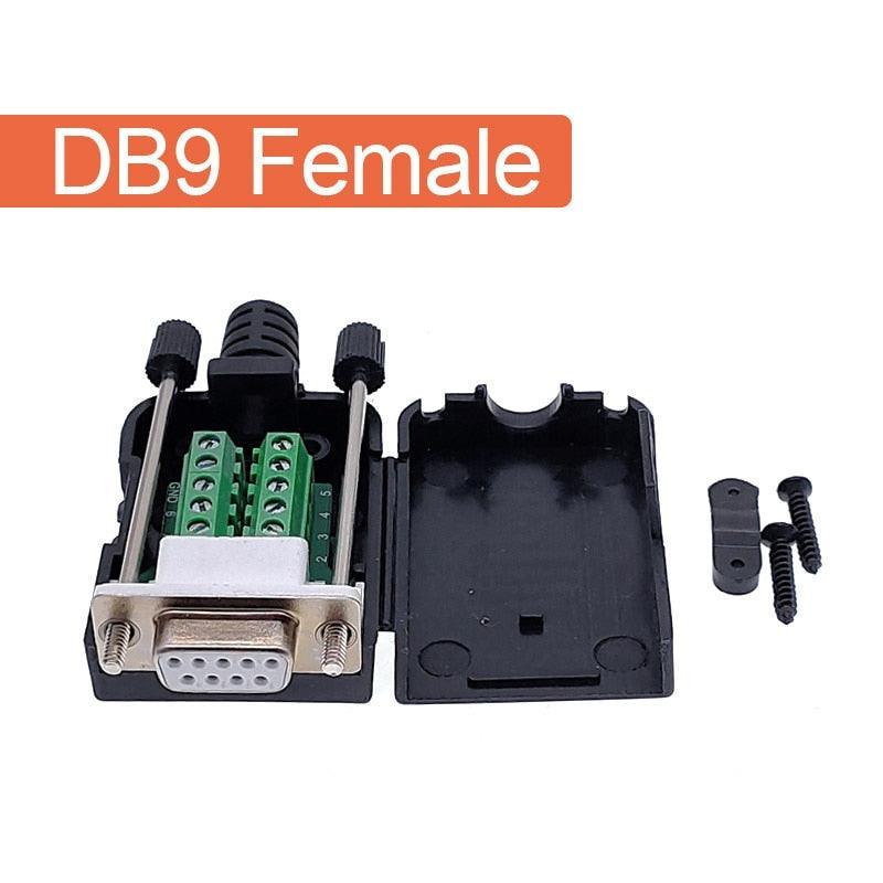 DB9 serial COM RS232 transfer-free Male Female Signals terminals connector D sub 9Pin hole.