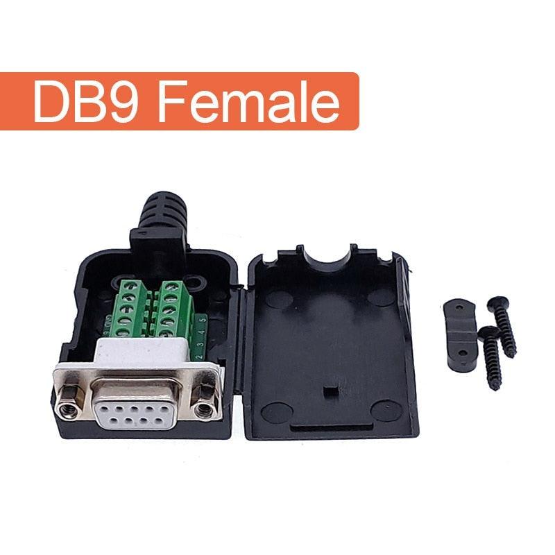 DB9 serial COM RS232 transfer-free Male Female Signals terminals connector D sub 9Pin hole.