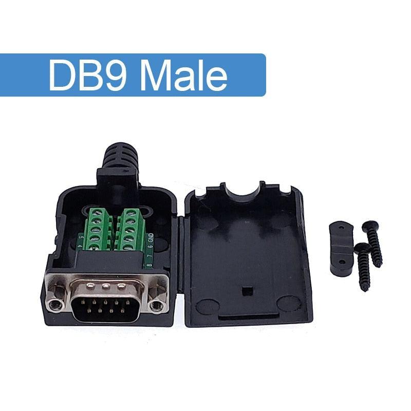 DB9 serial COM RS232 transfer-free Male Female Signals terminals connector D sub 9Pin hole.