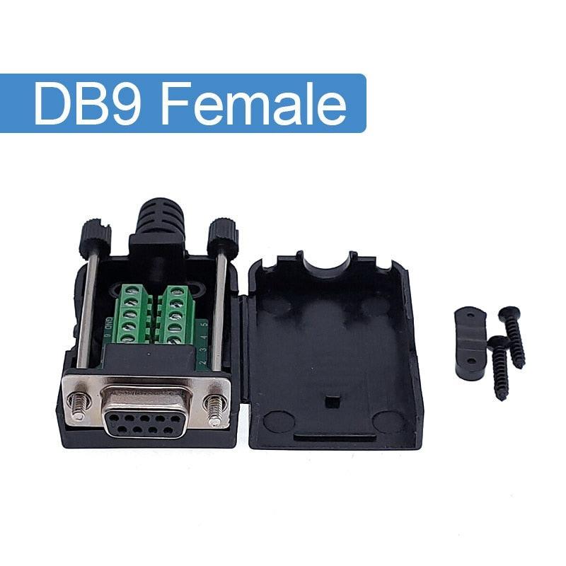 DB9 serial COM RS232 transfer-free Male Female Signals terminals connector D sub 9Pin hole.