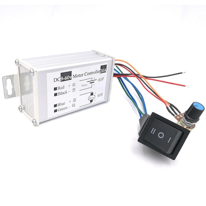 DC motor Speed Controller 20A 9-60V Reversible PWM Control Forward/Reverse Switch.