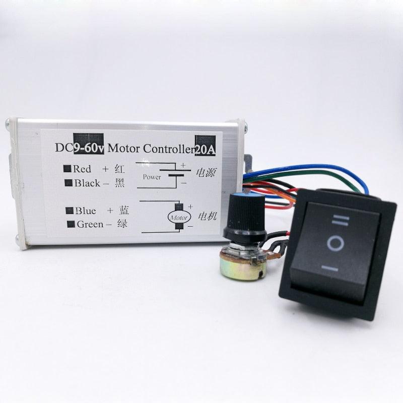 DC motor Speed Controller 20A 9-60V Reversible PWM Control Forward/Reverse Switch.