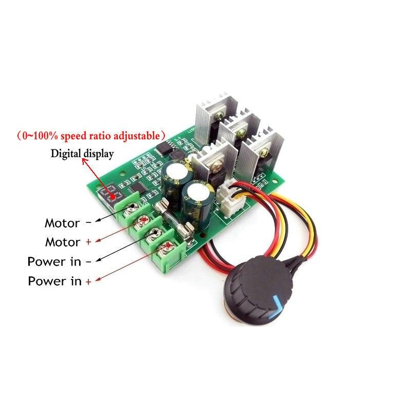 Digital display PWM 30A dc motor speed controller 9~60VDC display 0~100% adjustable drive module.