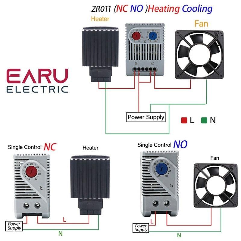 DIN Rail Cabinet Temperature Controller Industrial Thermostat KTO011 KTS011 0 to 60 Degree Centigrade Mechanical Thermoregulator.