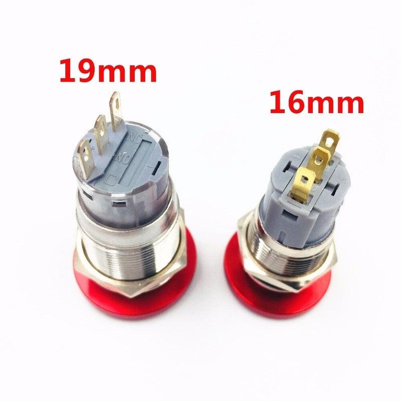 DIY 16mm 19mm Metal Waterproof Push Button Switch Emergency Stop Mushroom Head.