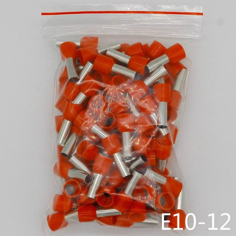 E10-12 Tube insulating Insulated terminals 10MM2 Cable Wire Connector 100PCS/Pack Insulating Crimp Terminal Connector E-.