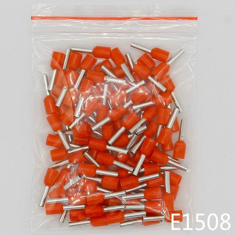 E1508 Tube insulating Insulated terminals 1.5MM2 100PCS/Pack Cable Wire Connector Insulating Crimp Terminal Connector E-.