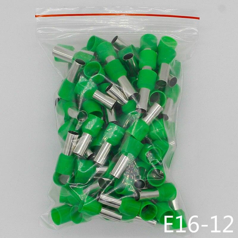 E16-12 Tube insulating Insulated terminals 16MM2 Cable Wire Connector Insulating Crimp Terminal 100PCS/Pack Connector E-.