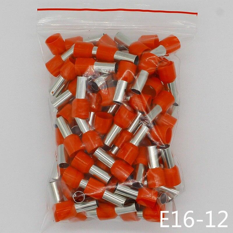 E16-12 Tube insulating Insulated terminals 16MM2 Cable Wire Connector Insulating Crimp Terminal 100PCS/Pack Connector E-.