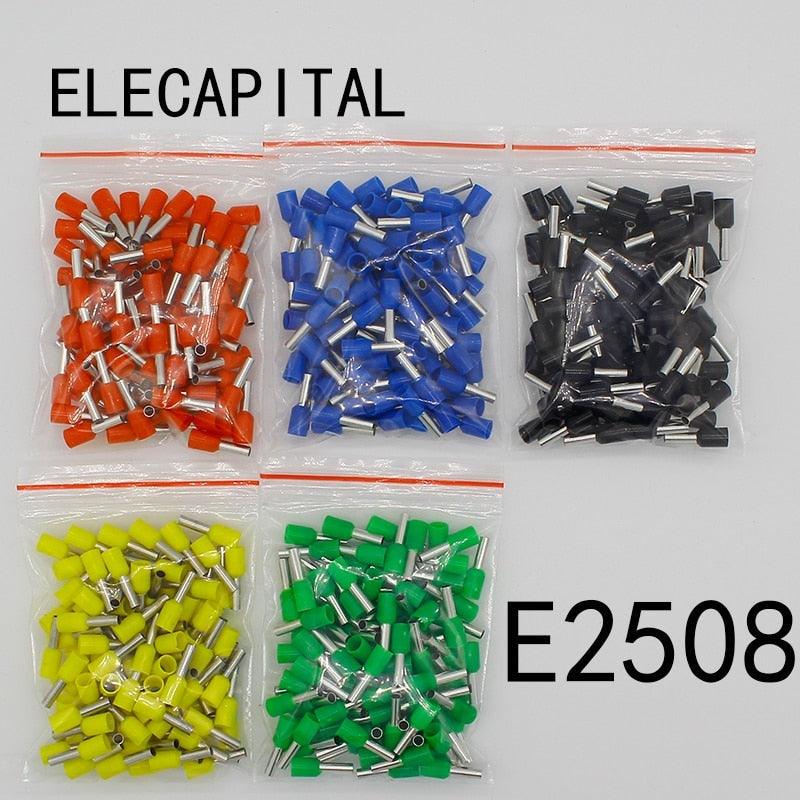 E2508 Tube insulating terminals 2.5MM2 100PCS/Pack Insulated Cable Wire Connector Insulating Crimp Terminal Connector E-.