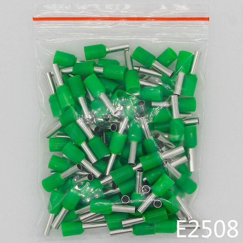 E2508 Tube insulating terminals 2.5MM2 100PCS/Pack Insulated Cable Wire Connector Insulating Crimp Terminal Connector E-.