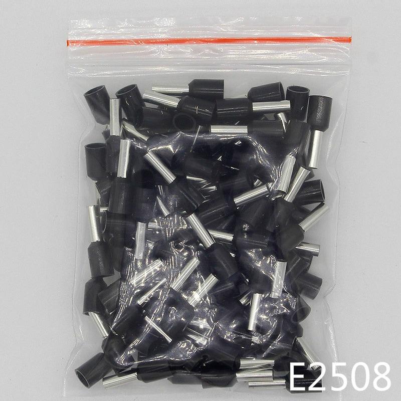 E2508 Tube insulating terminals 2.5MM2 100PCS/Pack Insulated Cable Wire Connector Insulating Crimp Terminal Connector E-.