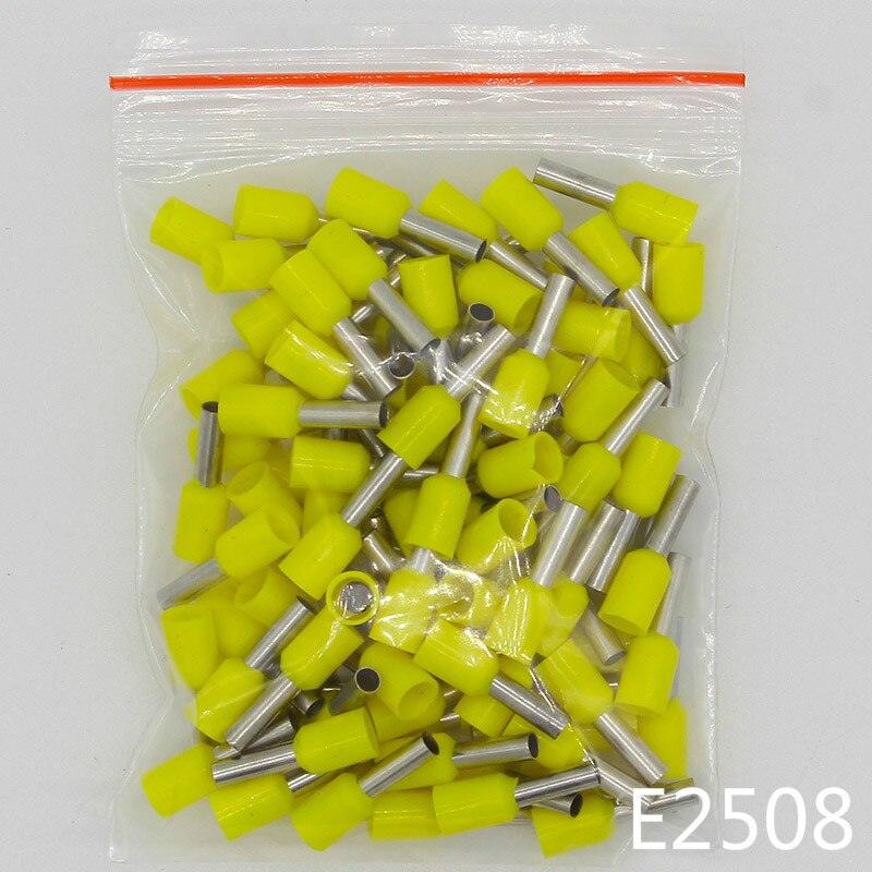 E2508 Tube insulating terminals 2.5MM2 100PCS/Pack Insulated Cable Wire Connector Insulating Crimp Terminal Connector E-.