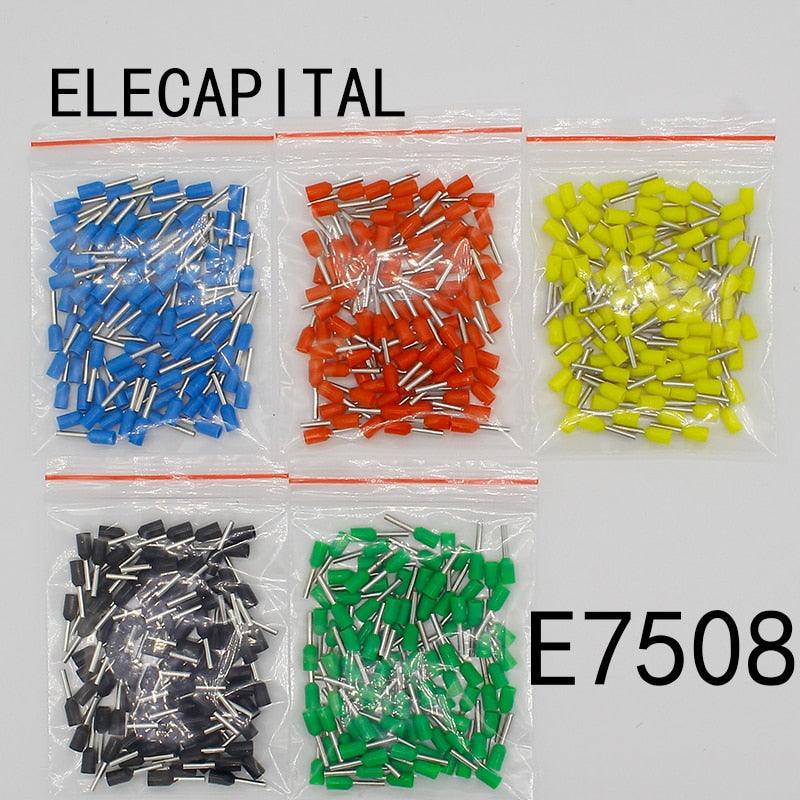 E7508 100PCS/Pack Tube insulating Insulated terminals 0.75MM2 Cable Wire Connector Insulating Crimp Terminal Connector E-.