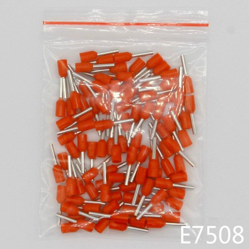 E7508 100PCS/Pack Tube insulating Insulated terminals 0.75MM2 Cable Wire Connector Insulating Crimp Terminal Connector E-.