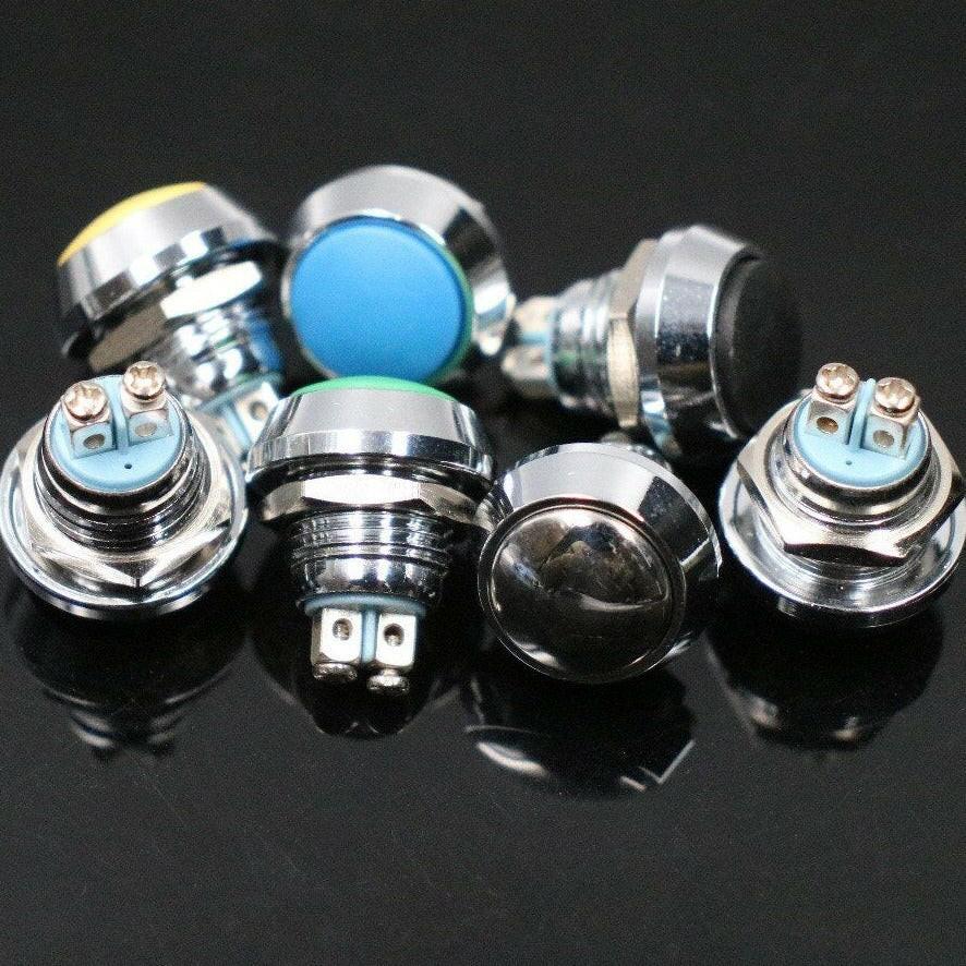 EARU- 12mm Waterproof Metal Self Reset Momentary Push Button Electric Switch.