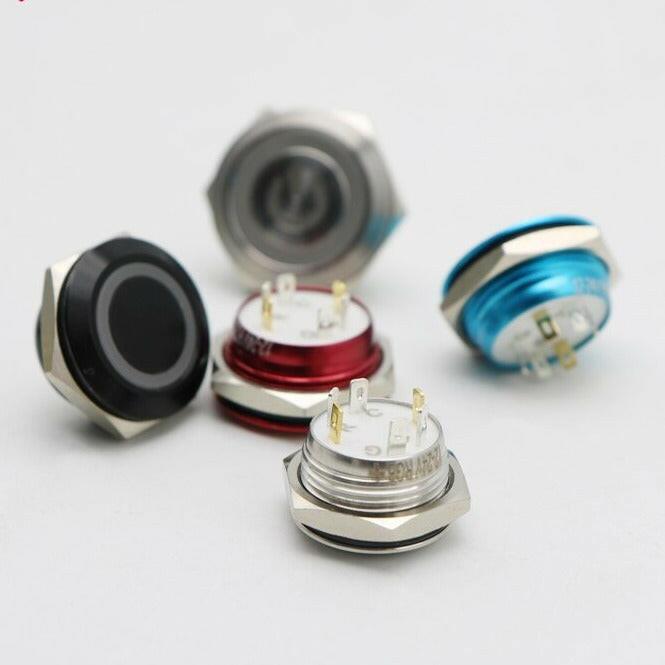 EARU-16/19/22mm 3 Triple Color RGB LED Momentary Self-Reset Metal waterproof power button.