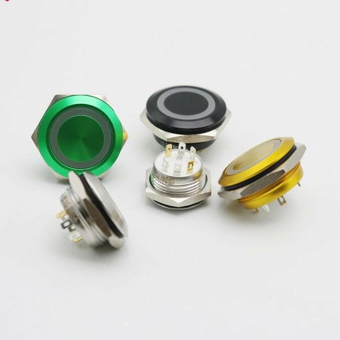 EARU-16/19/22mm 3 Triple Color RGB LED Momentary Self-Reset Metal waterproof power button.